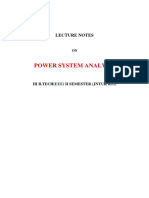 Power System Analysis: Lecture Notes