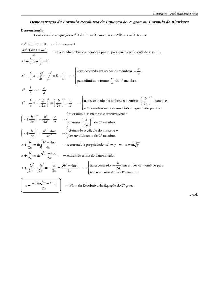 Material Resolução 2ºgrau Método Completar Quadrados PDF, PDF, Equação  quadrática