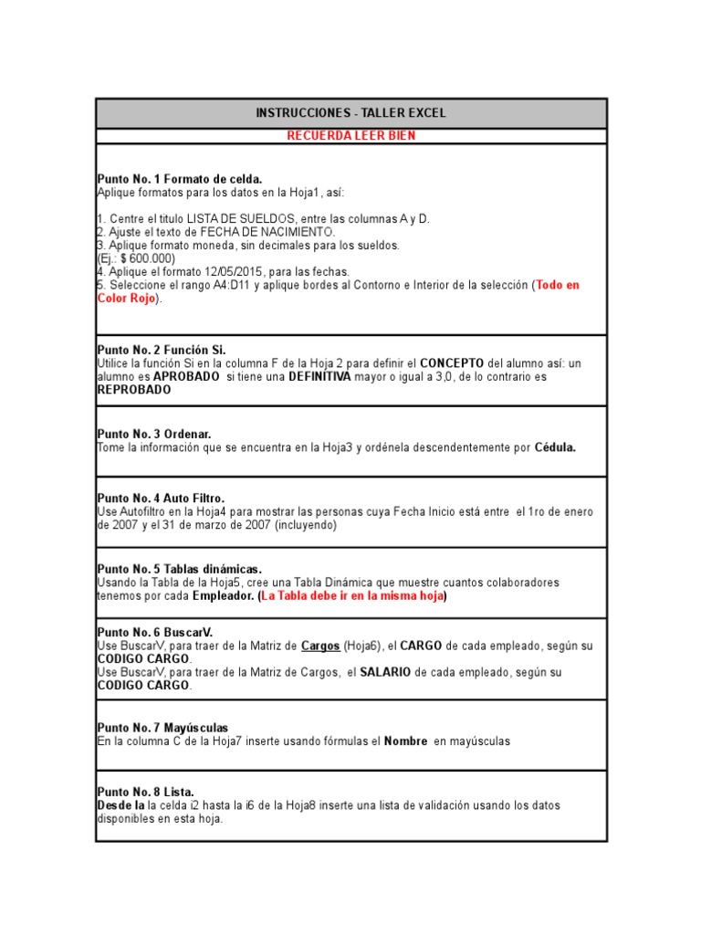 Taller de Excel | PDF | Informática | Tecnología de información y ...