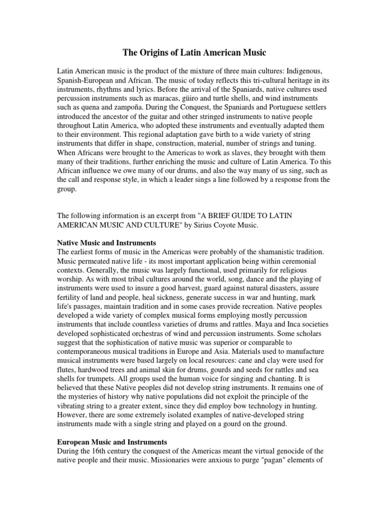 History of Latin Music PDF PDF Musical Instruments Music Of The United States
