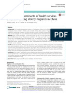 Status and Determinants of Health Services Utilization Among Elderly Migrants in China