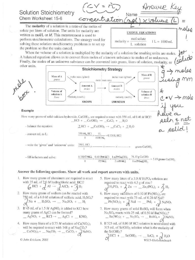 Worksheet 6 5 Stoichiometry Answers