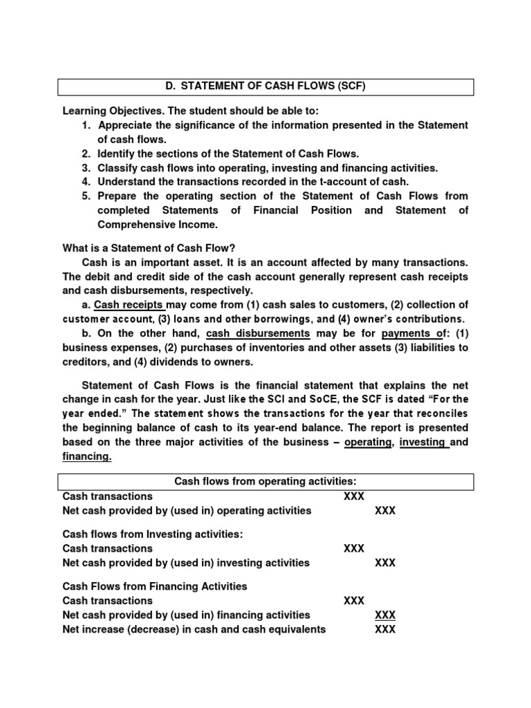 Statement of Cash Flows | PDF | Debits And Credits | Cash Flow Statement