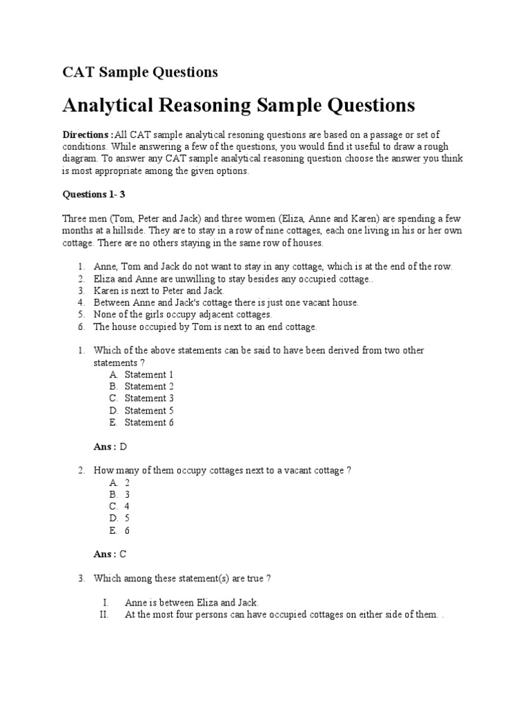 CAT Sample Questions PDF Dinosaurs Brain