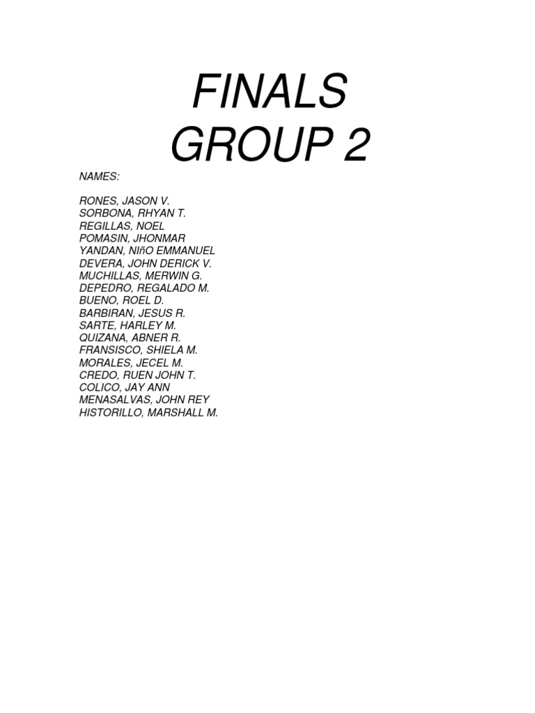Finals Group 2 PDF