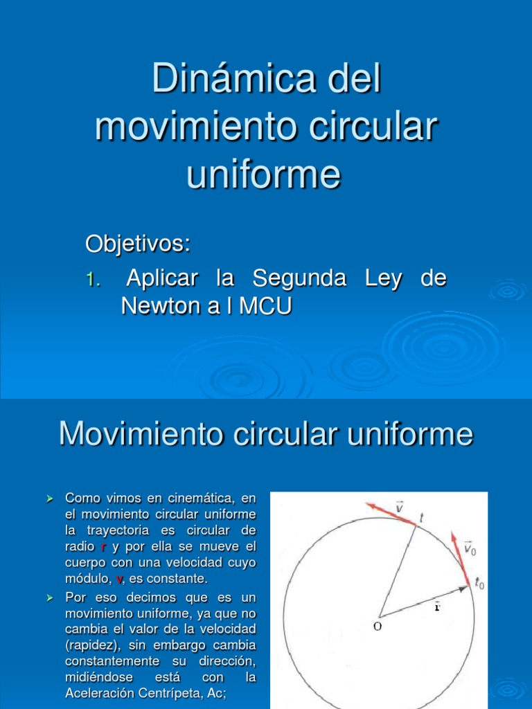 Dinamica Del Movimiento Circular Uniforme Objetivos Aplicar La Segunda Ley De Newton A L Mcu Las Leyes Del Movimiento De Newton Fisica