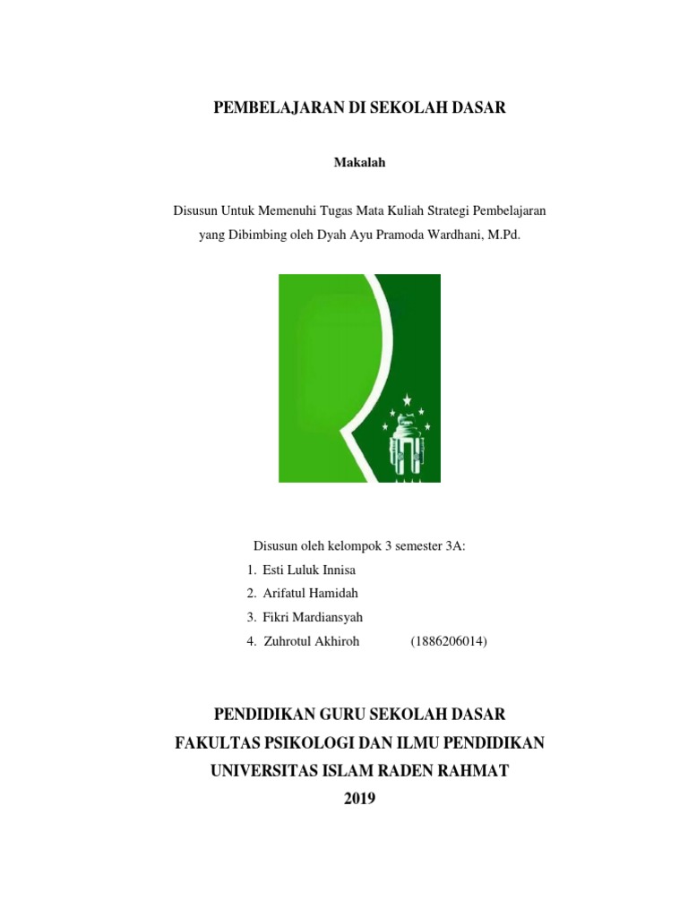 Strategi Pembelajaran Sekolah Dasar | PDF | Karier & Perkembangan ...