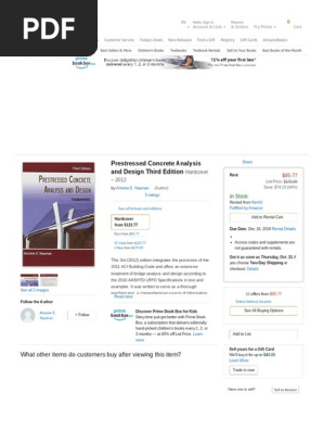Prestressed Concrete Analysis And Design Third Edition Antoine E Naaman 9780967493923 Books Publishing Kindle