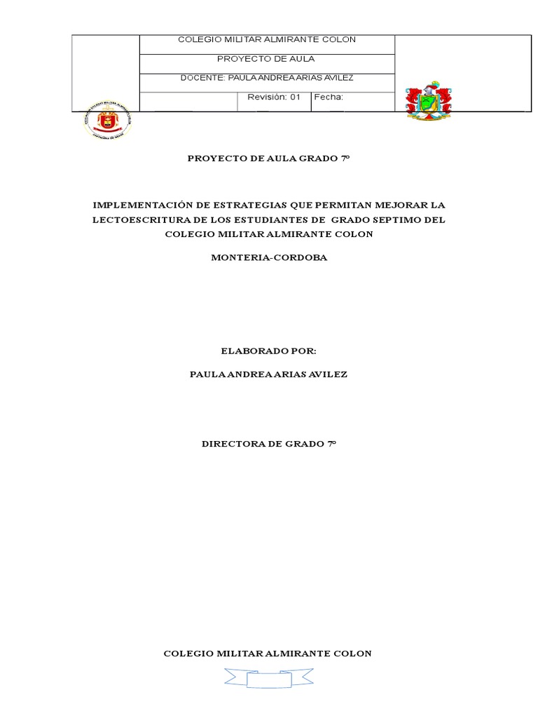 Proyecto de Aula | PDF | Aprendizaje | Salón de clases