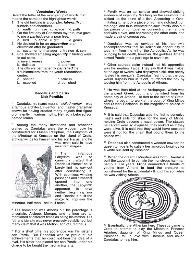 Daedalus and icarus by nick pontikis pdf minotaur theseus