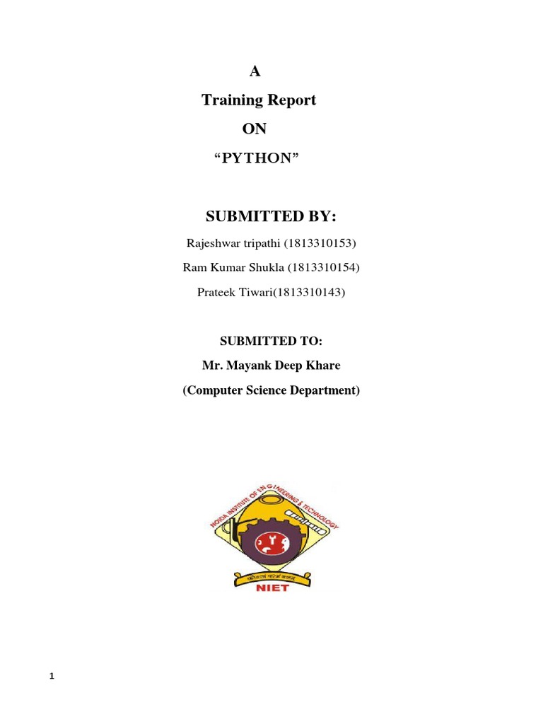 Enternship Report On Phython | PDF | Python (Programming Language ...