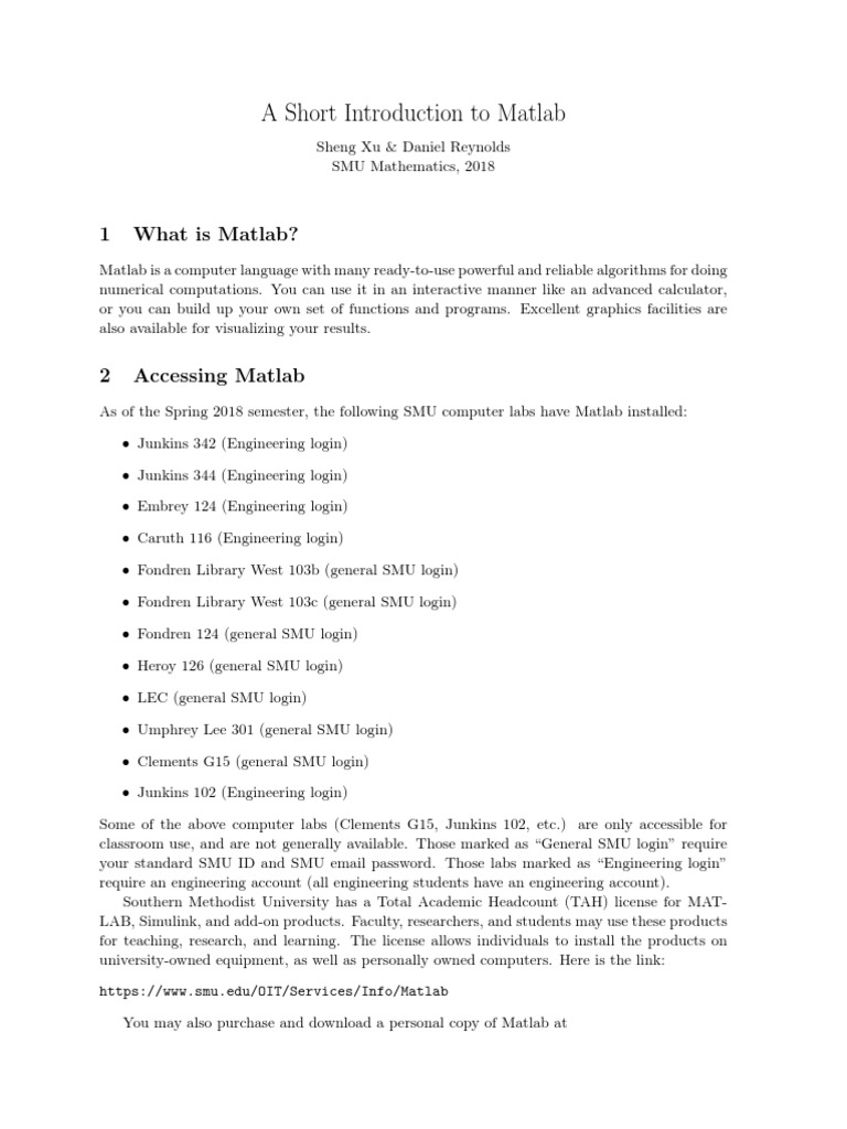 Matlab Tutorial PDF | PDF | Matrix (Mathematics) | Norm (Mathematics)