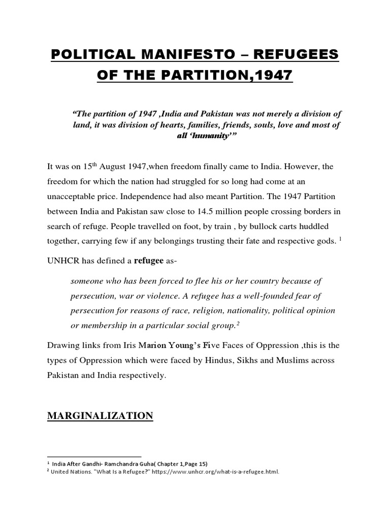Refugees of The Partition | PDF | Partition Of India | Refugee