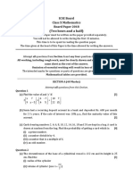 ICSE Board Class X Mathematics Board Paper 2018 (Two Hours and A Half)