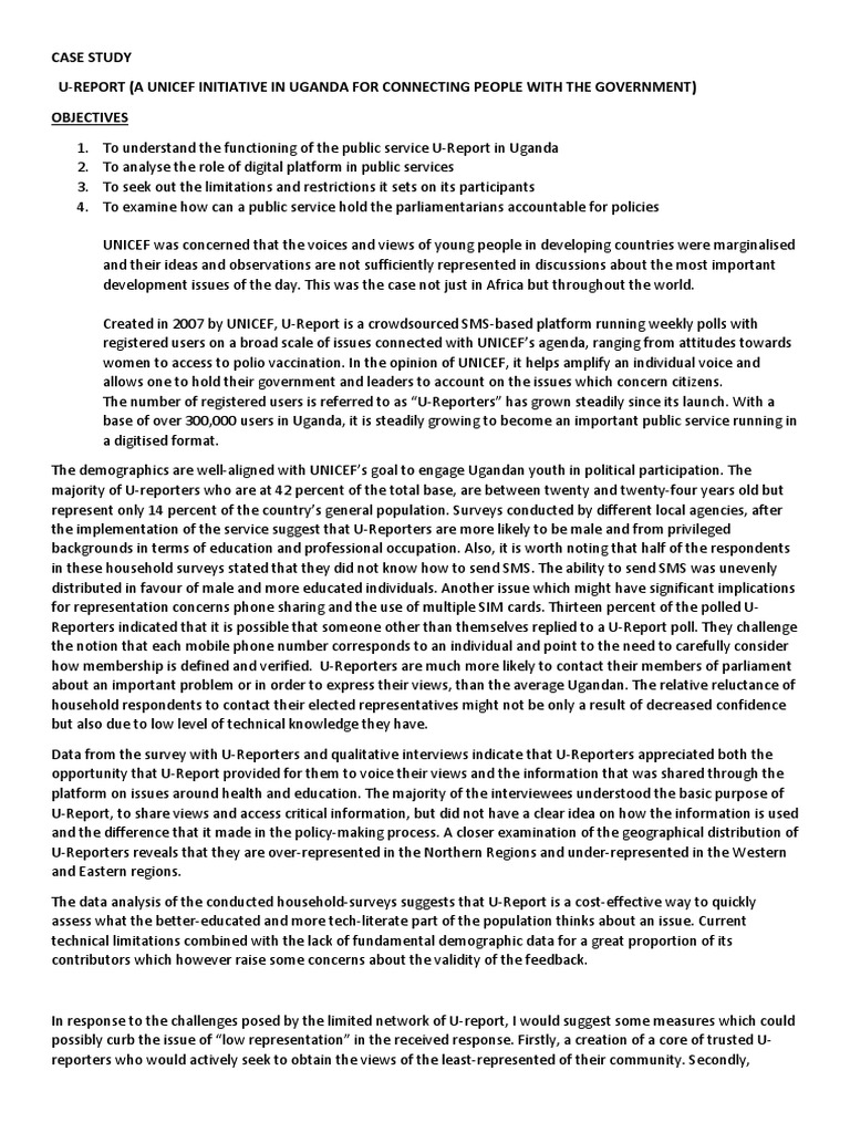 U-Report: Enhancing Youth Voices in Uganda | PDF | Uganda | Member Of ...