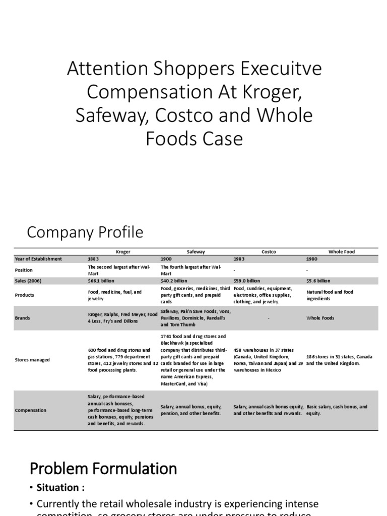 Attention Shoppers Execuitve Compensation at Kroger, Safeway PDF