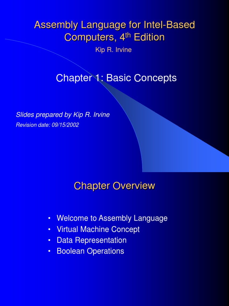Assembly Language For Intel-Based Computers, 4 Edition: Chapter 1 ...