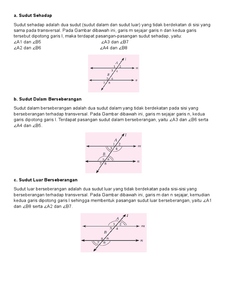 Pasangan sudut dalam berseberangan adalah
