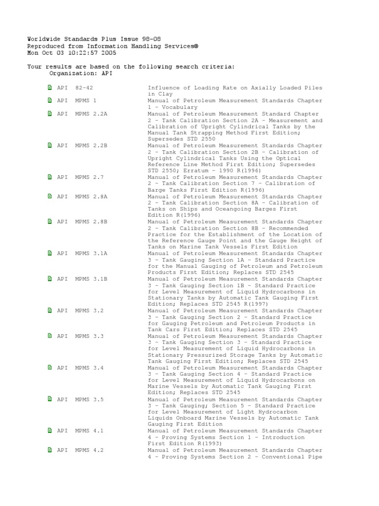 API Index | Download Free PDF | Petroleum | Liquids