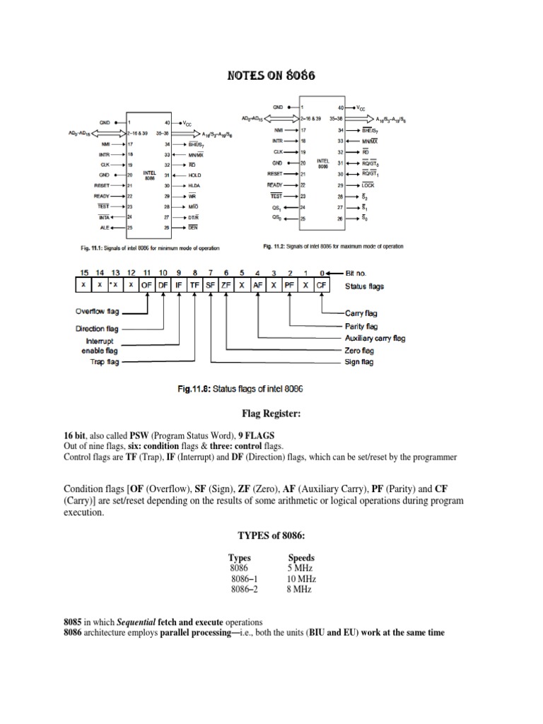 Notes On 8086: Flag Register | PDF | Central Processing Unit | Computer ...
