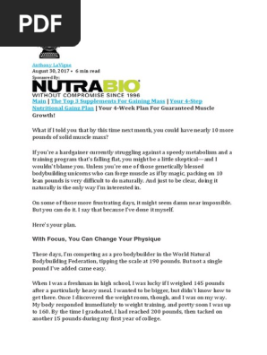 4 Week Plan for Gurntd Muscle Growth