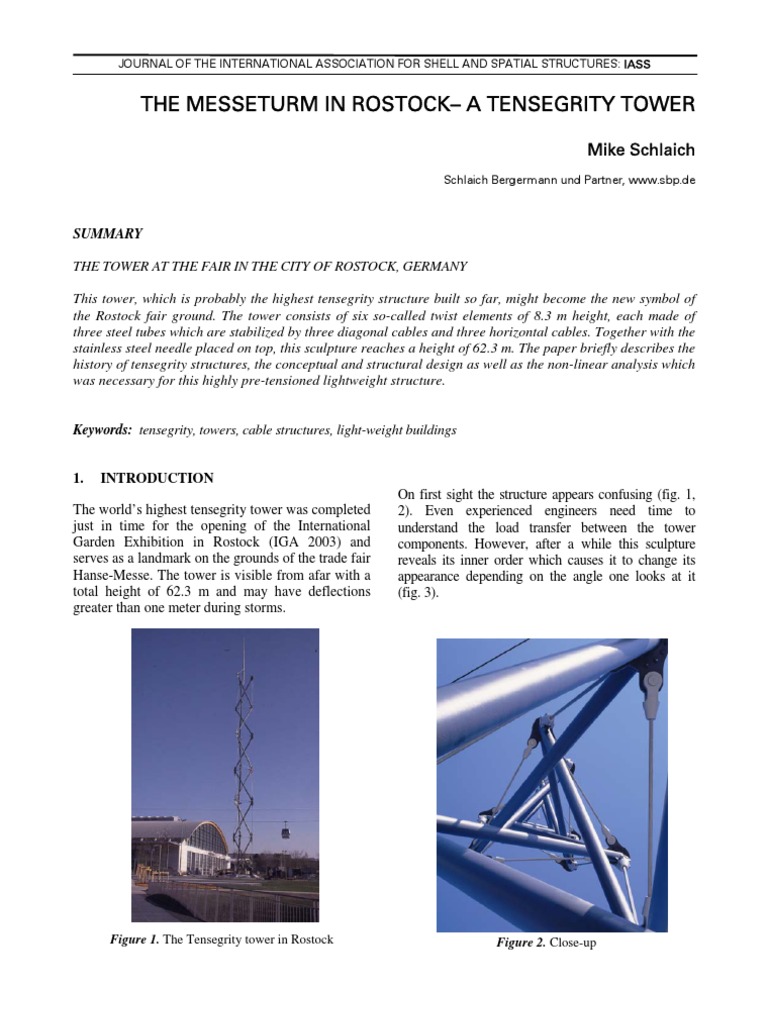 The Messeturm In Rostock A Tensegrity Tower By Schlaich Buckling Civil Engineering