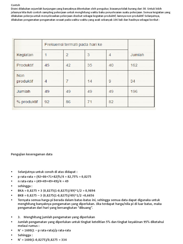 Contoh Metode Work Sampling dalam Pekerjaan | PDF