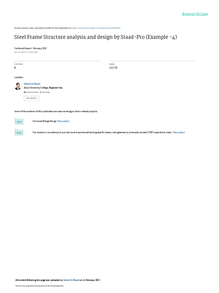 Steel Frame Structure Analysis and Design by Staad-Pro (Example - 4 ...