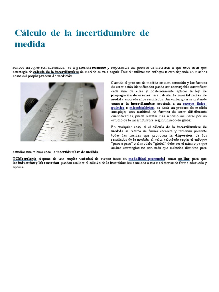 Cálculo de Incertidumbre en Mediciones | PDF | Medición | Método científico