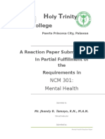 Reaction Paper in Mental Health