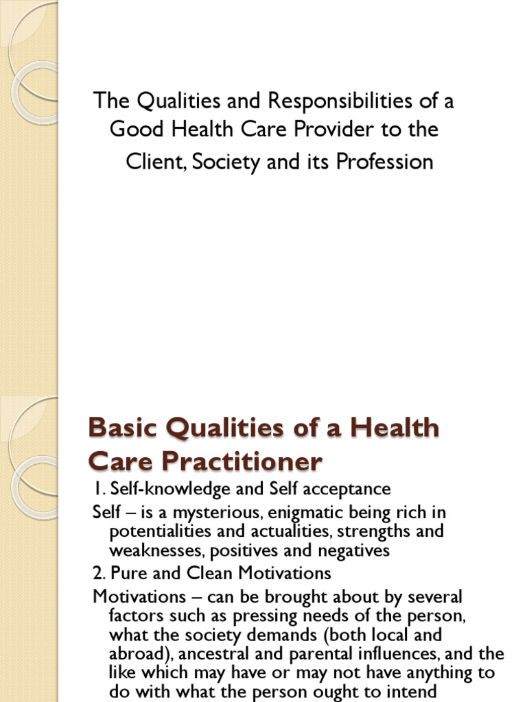 The Qualities and Responsibilities of a Good Health Care Provider to ...