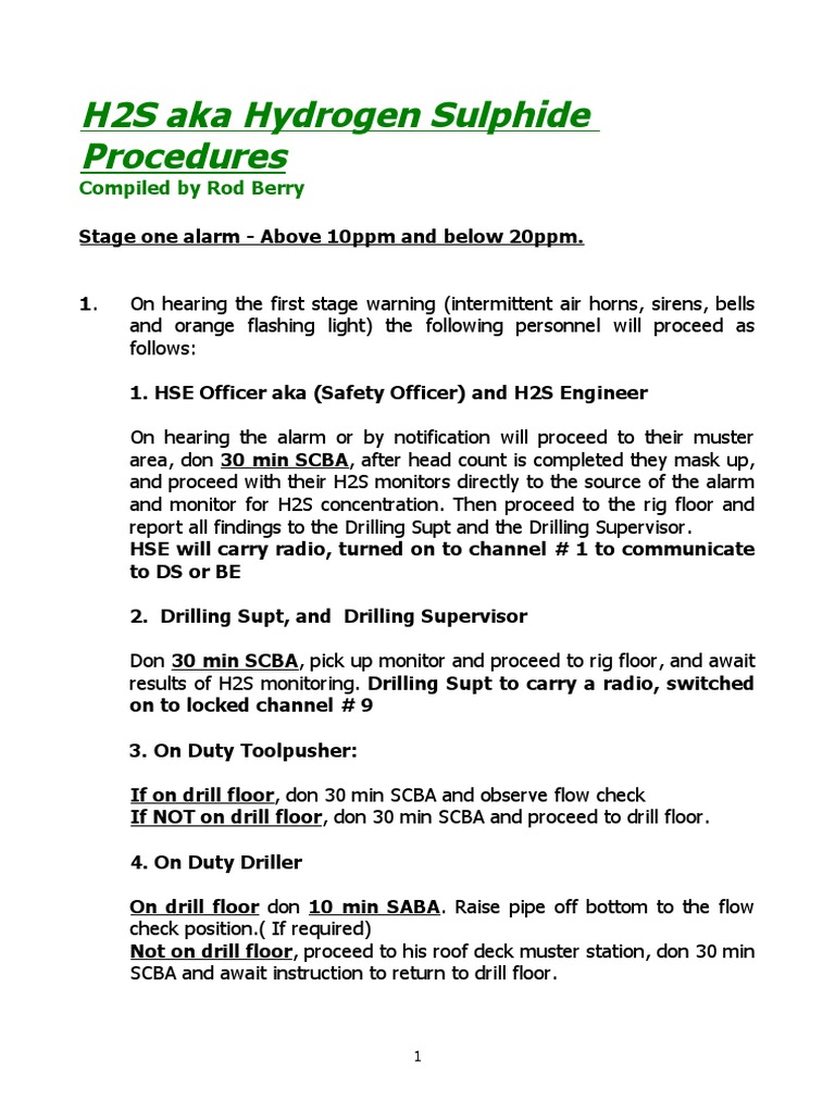 H2S Emergency Response Procedures | PDF | Nature