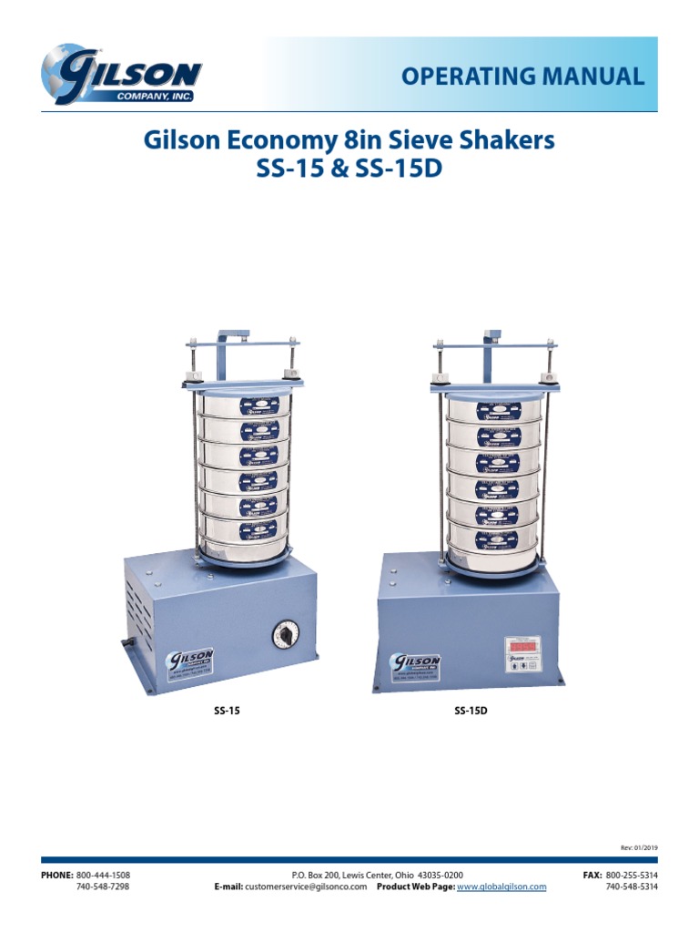 Manual Gilson 8in Sieve Shakers PDF Belt (Mechanical) Calibration