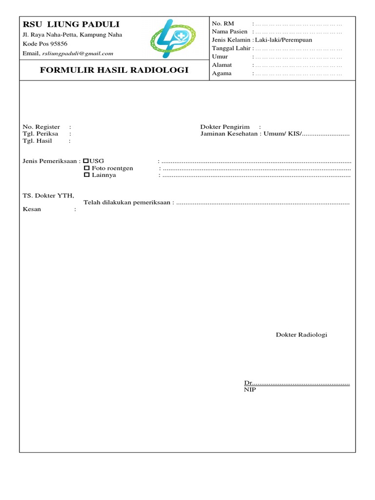 Formulir Hasil Pemeriksaan Radiologi | PDF