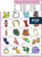 Accessories Vocabulary Esl Matching Exercise Worksheet For Kids
