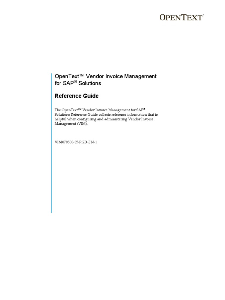 OpenText™ Vendor Invoice Management For SAP® Solutions - Reference ...
