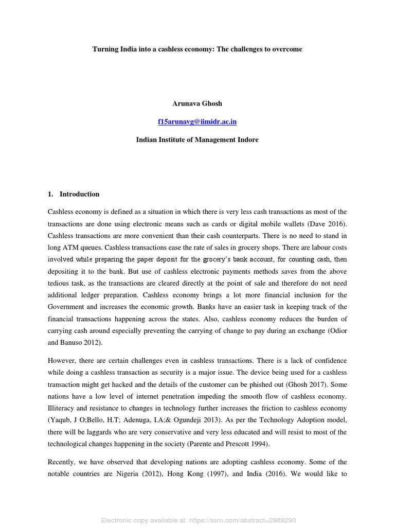 Challenges of India's Cashless Economy | PDF | Online Banking | Banks ...
