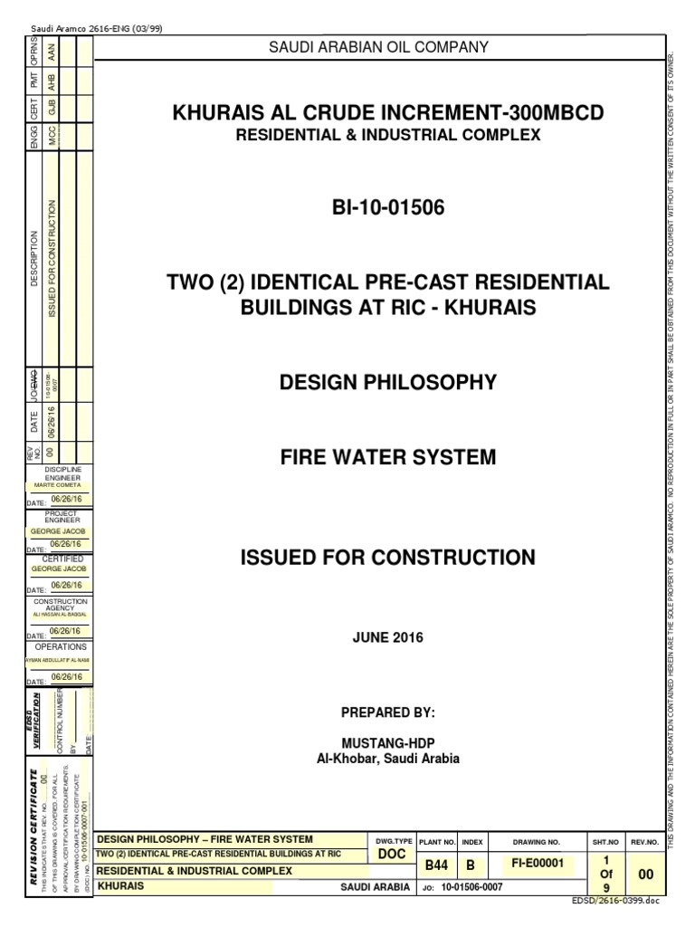 Design Philosophy Fire Water System for Two Identical PreCast