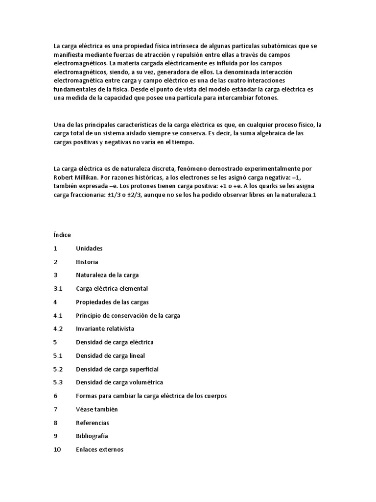 La Carga Eléctrica Es Una Propiedad Física Intrínseca de Algunas