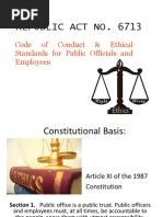 Republic Act No. 6713: Code of Conduct & Ethical Standards For Public Officials and Employees