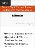 Write It Right: National Training On Business Correspondence