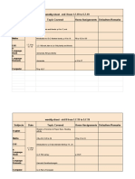 Weekly Sheet - STD I From 1.7.19 To 5.7.19 Subjects Date Topic Covered Home Assignments Defaulters/Remarks