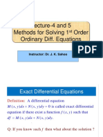 Lecture-4 and 5 Methods For Solving 1 Order Ordinary Diff. Equations