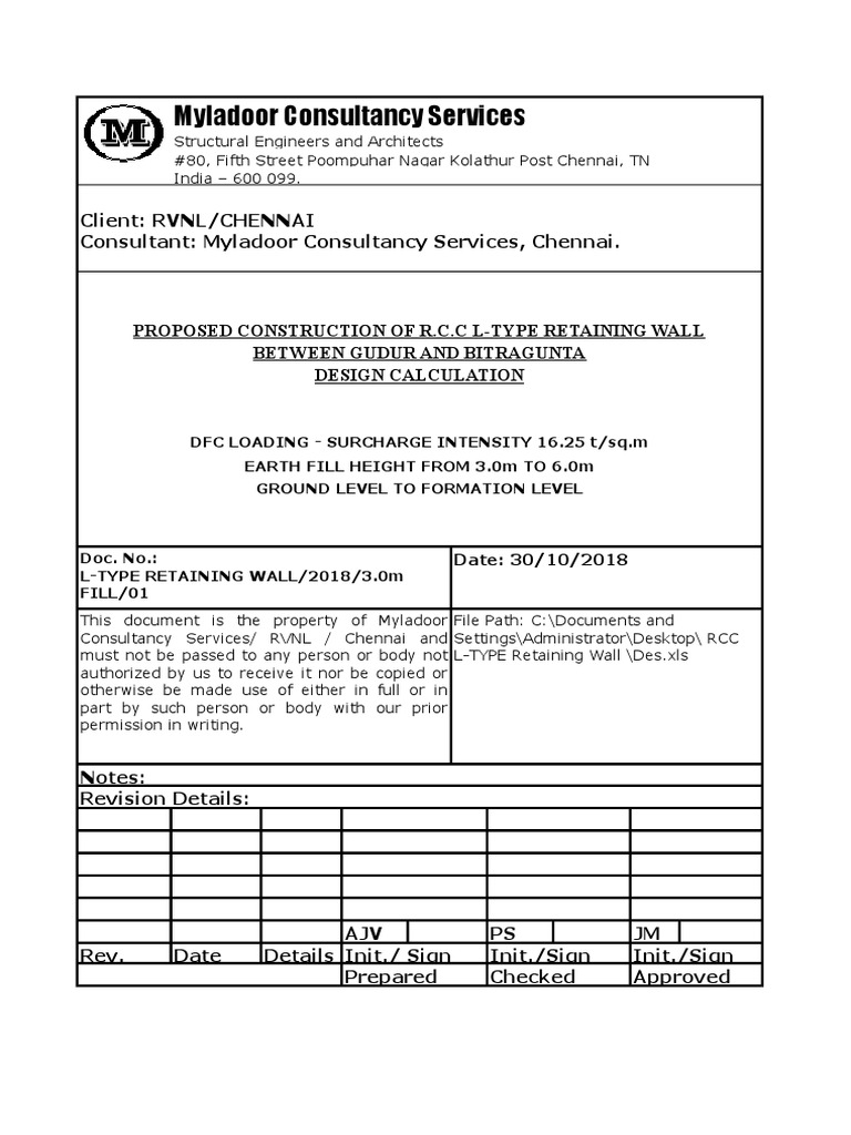 Retaining Wall (L-Type) 3.0m | PDF | Building Engineering | Civil ...