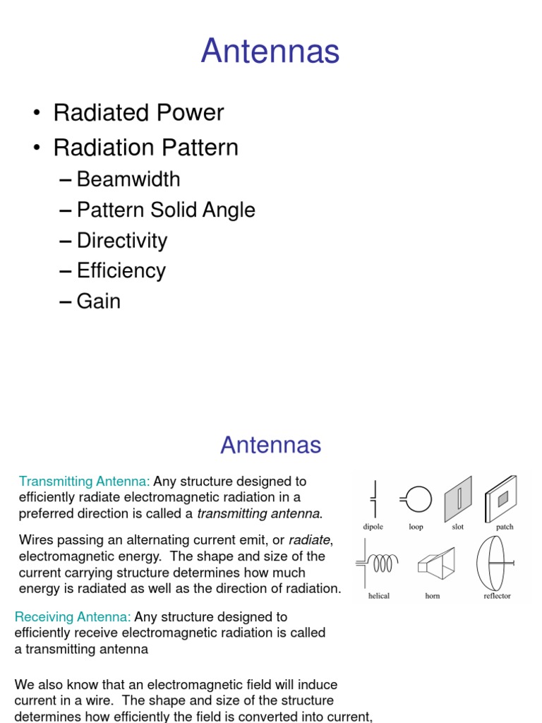 Antennas: - Radiated Power - Radiation Pattern | PDF | Electromagnetic ...