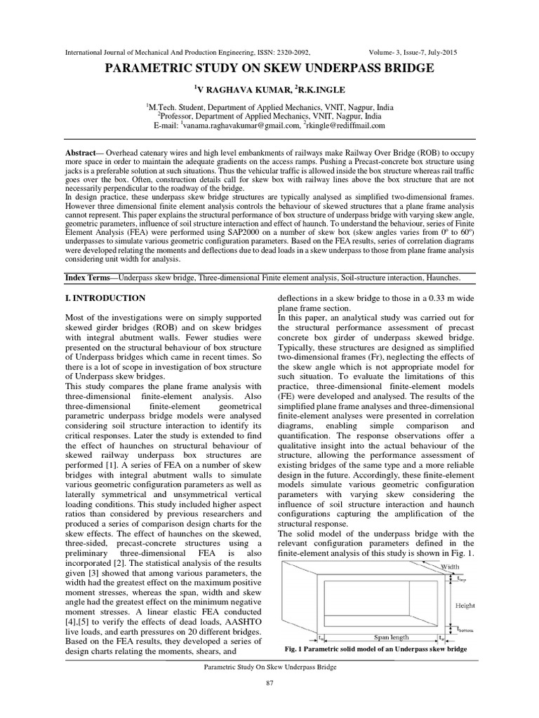 Parametric Study of Skew Underpass Bridge | PDF | Finite Element Method ...