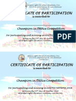 Certificate of Participation: Champion in Dance Competition