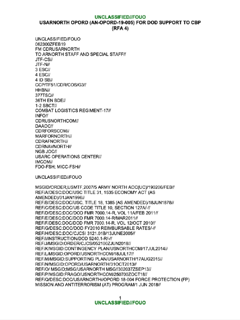 Operations Order For Military Border Deployment | PDF