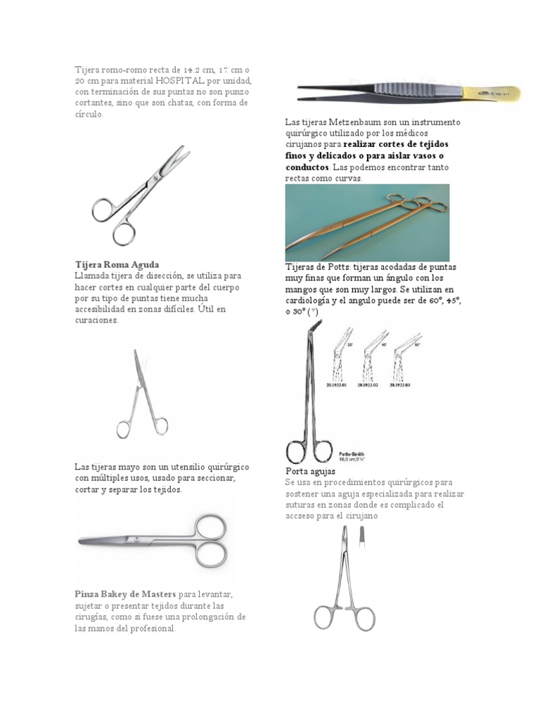 Tijeras y Pinzas Quirurgicas | PDF | Cirugía | Medicina CLINICA