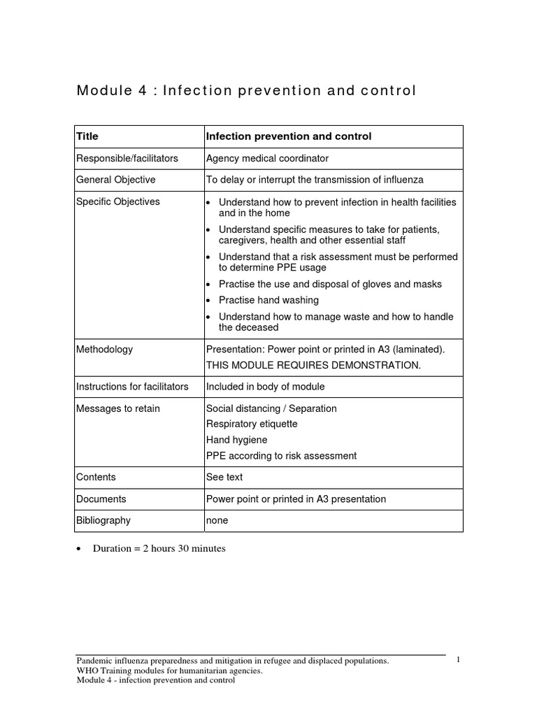 PI M4 Infection Control Jan07 | PDF | Infection Control | Influenza